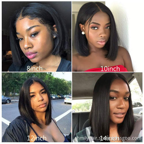 China Wig Vendors 100% Customize 8-14 Inch Straight Bob Wig Lace Front Human Hair Peruvian Virgin Remy Straight Hair Bob Wig